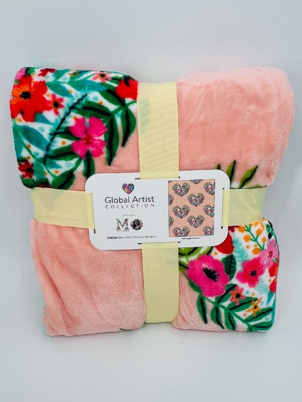 Global Artist Collection x Mia Charro Throw Blanket NWT Cottage Boho Floral Cozy